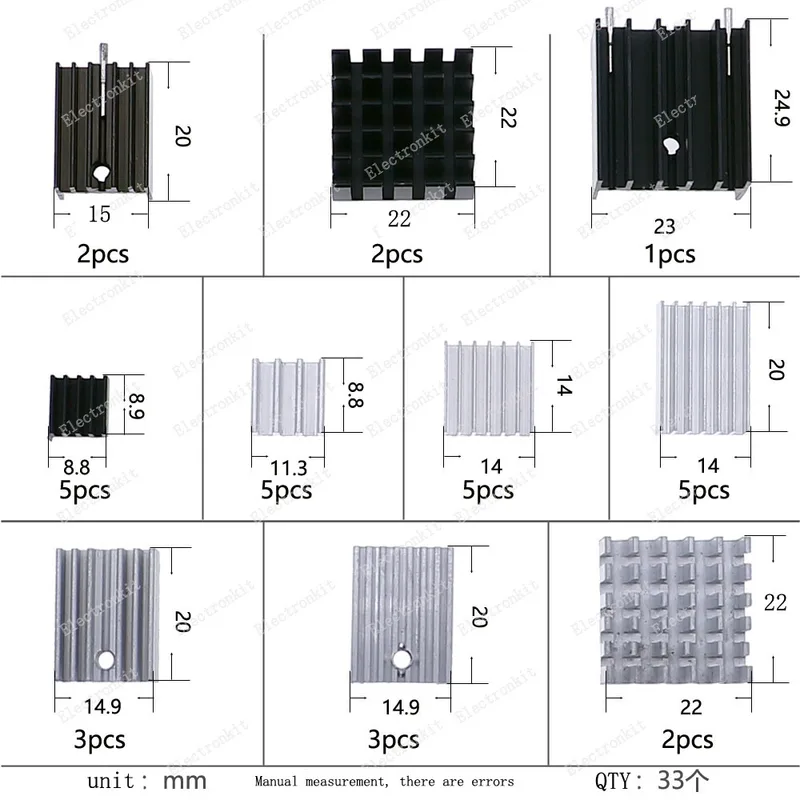 33pcs Heatsink Kit Cooler Heat - đánh giá và giá Mosfet Transistor Set