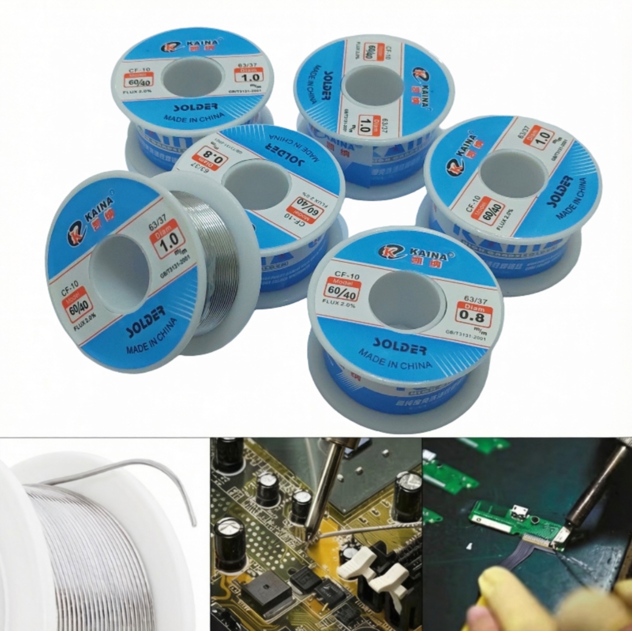 63/37 CF‑10 Rosin Core Solder  - đánh giá và giá Diy Electronics Flux